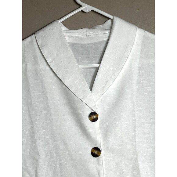 New Retro Blouse Button Up Shirt Poly Basic 50s Classic Top Womens S - Picture 5 of 11